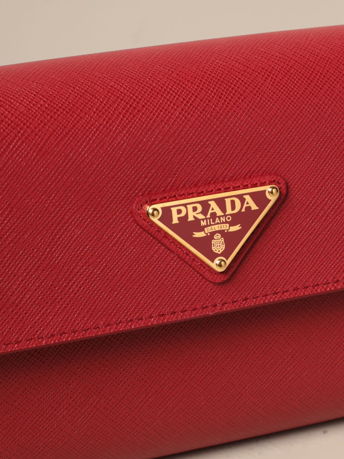 Prada shoulder bag in saffiano leather | Crossbody Bags Prada Women Red