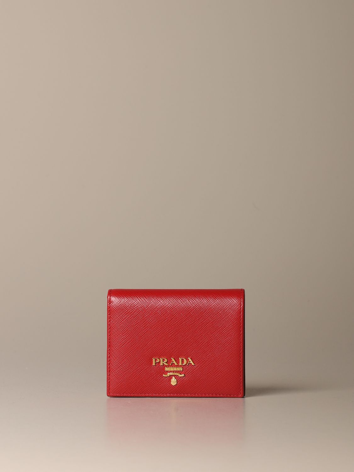 PRADA: wallet in saffiano leather - Red | Prada wallet 1MV204 QWA online on  