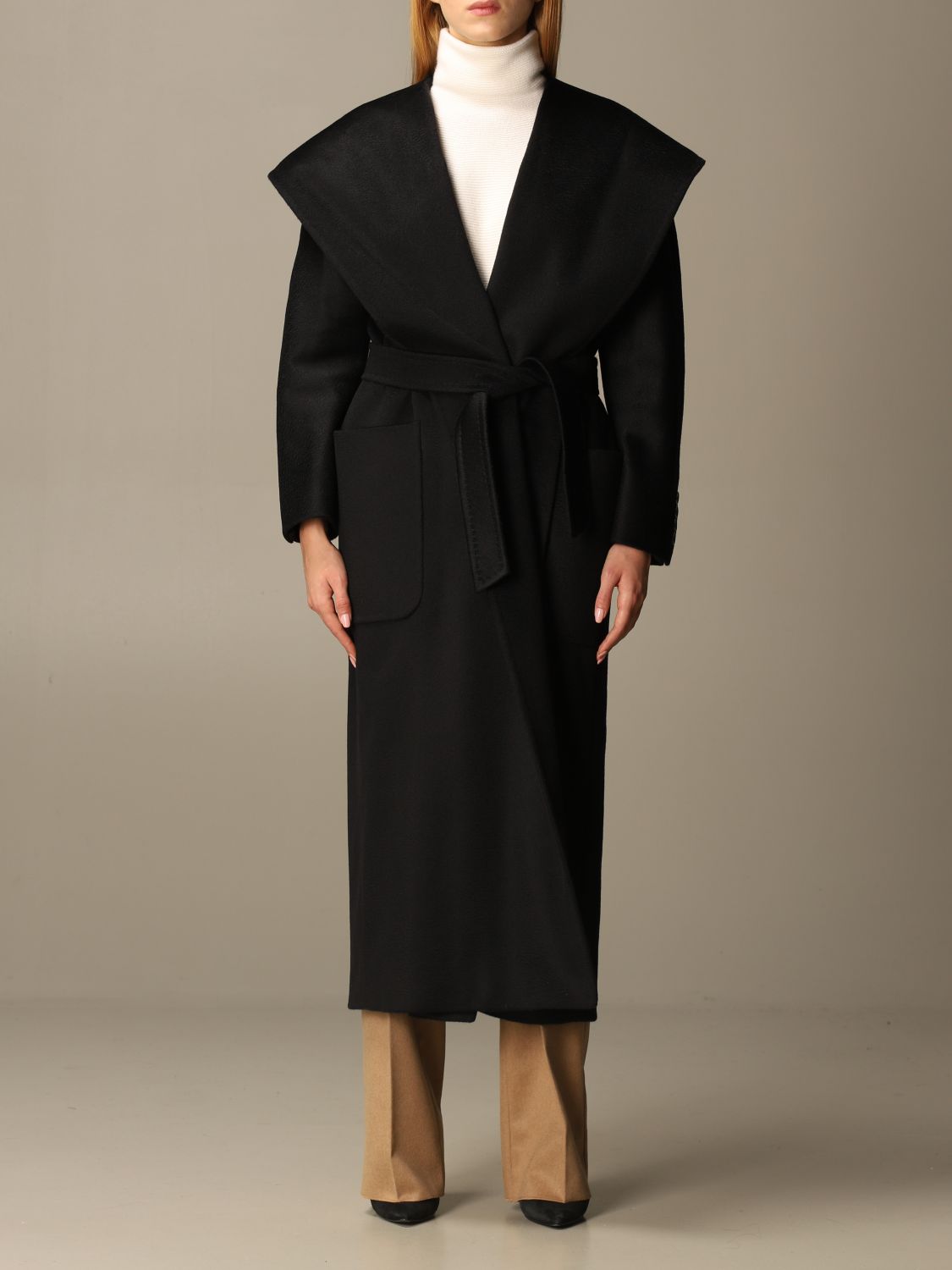 MAX MARA: Altea coat in wool and cashmere - Black | Max Mara coat ...