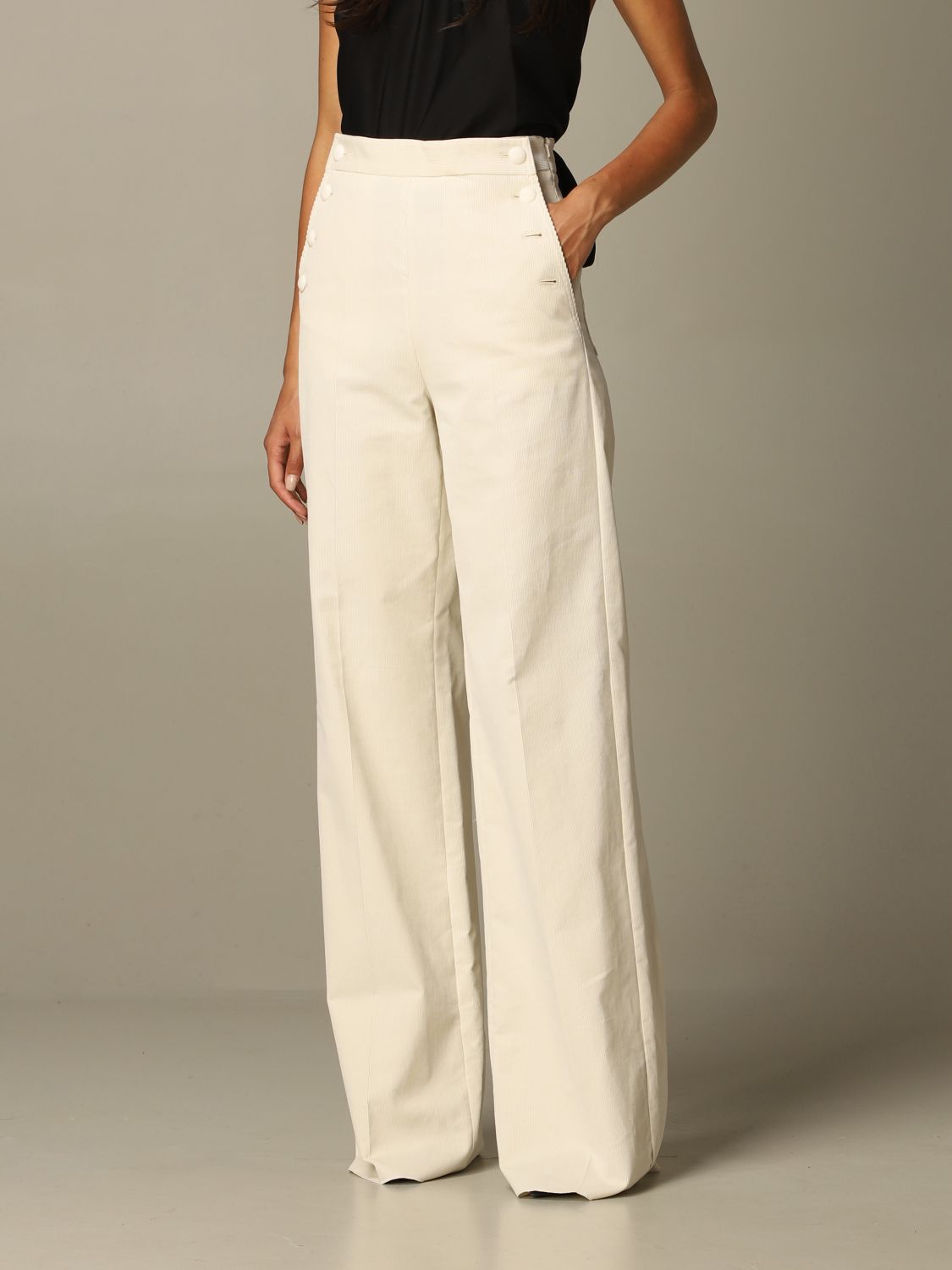 Max Mara Outlet: Serio trousers in cotton | Pants Max Mara Women Yellow