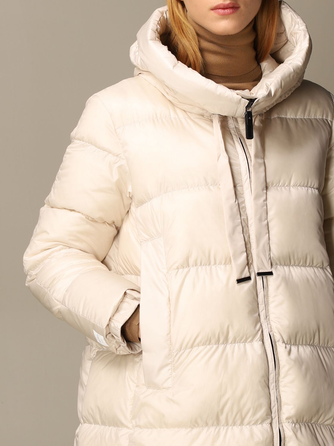 MAX MARA THE CUBE: down jacket with hood - White | Jacket Max Mara The ...