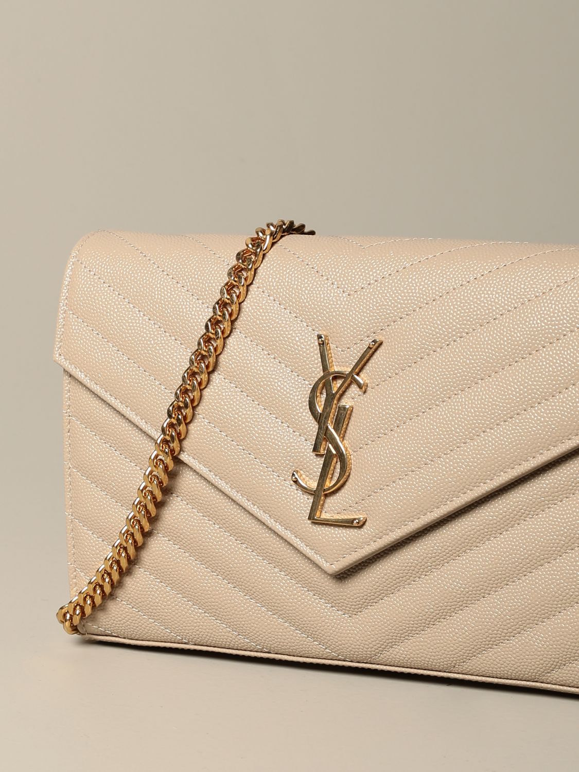 Saint Laurent YSL Monogrammed Le Poudre WOC Beige / Gold Handbag Brand New  $1790