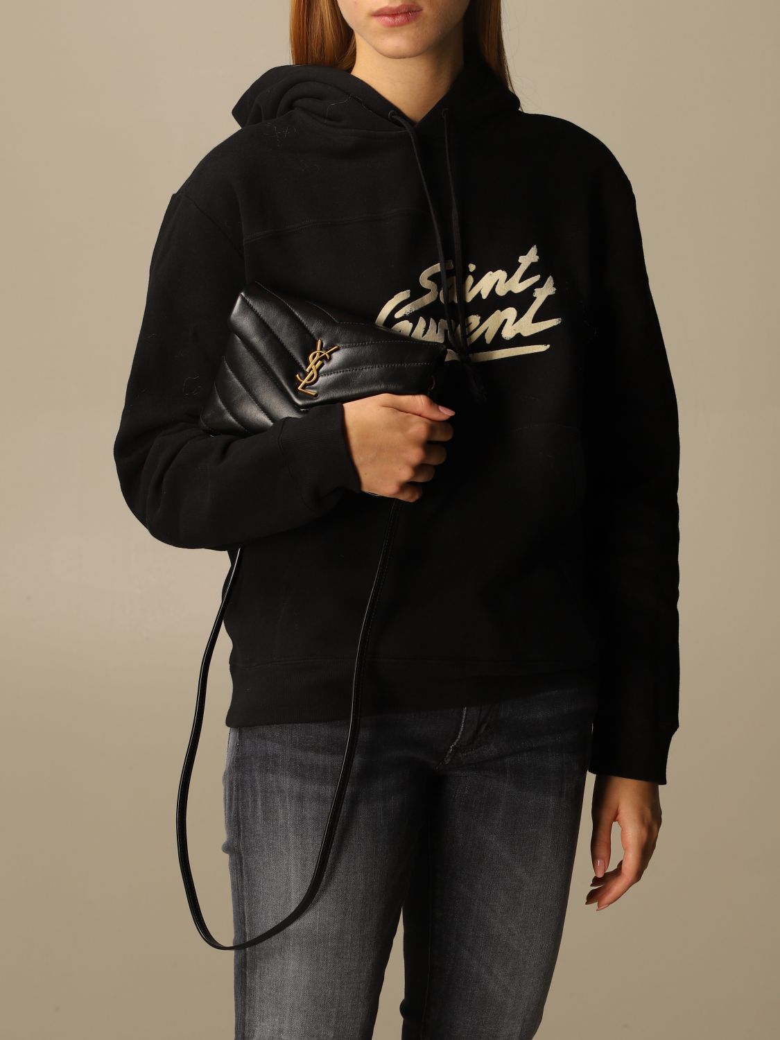 SAINT LAURENT Toy Loulou bag in quilted leather Black Saint