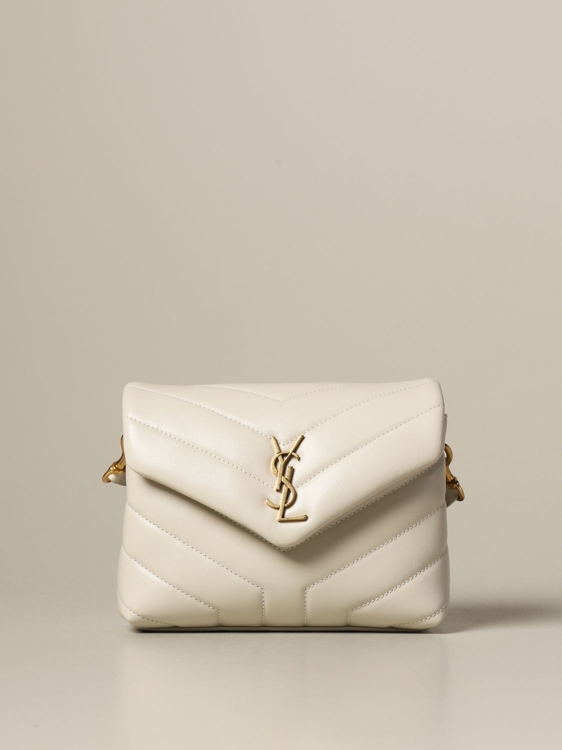 SAINT LAURENT: Toy Loulou bag in quilted leather - Yellow Cream