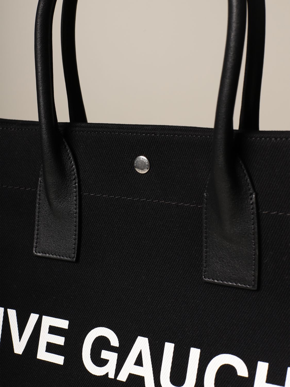 SAINT LAURENT: Noe Rive Gauche tote bag in linen and leather