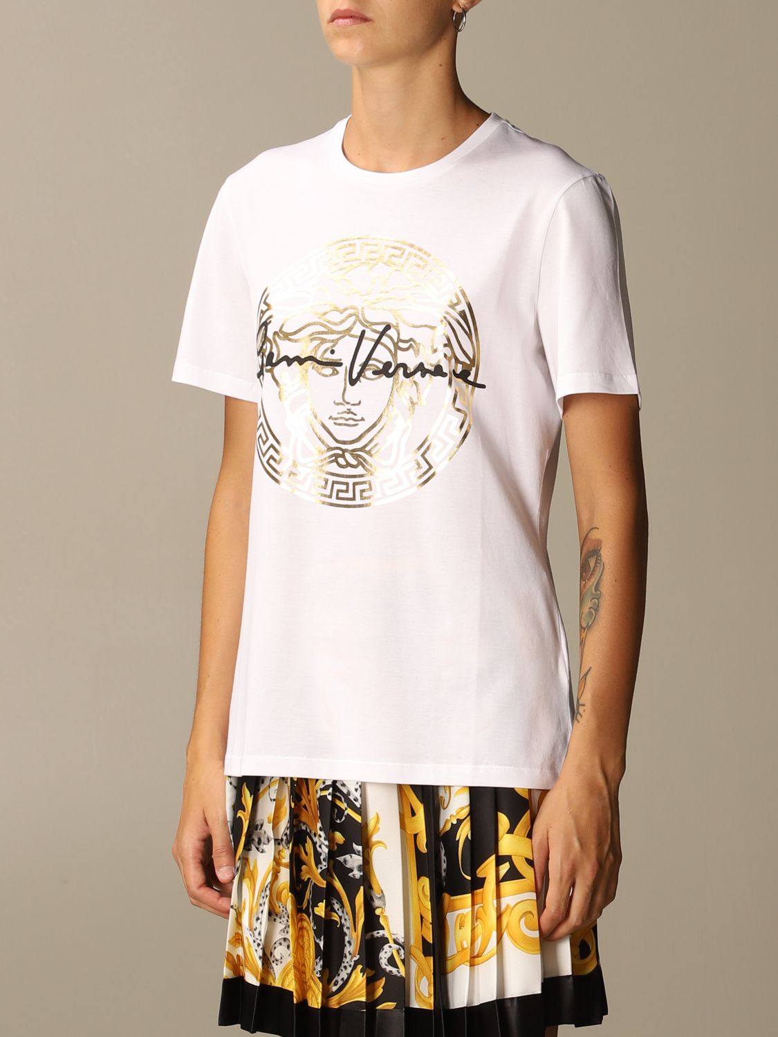 VERSACE: t-shirt for women - White | Versace t-shirt A87456 A228806 ...