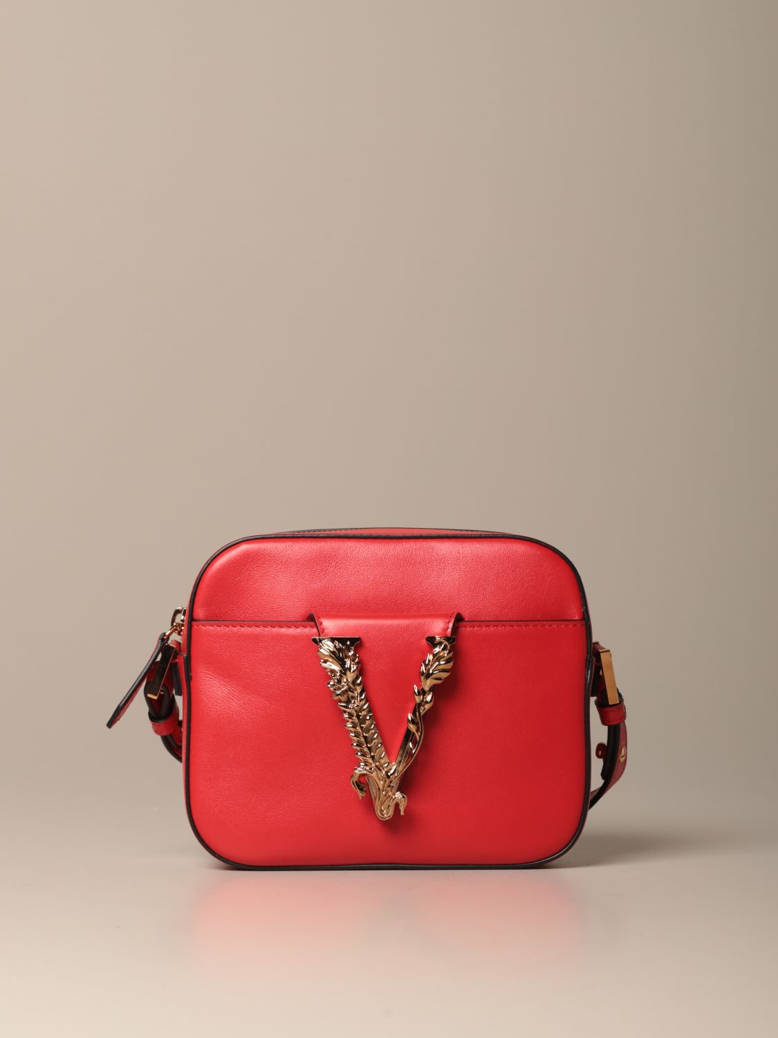VERSACE: Virtus leather bag - Red | Versace mini bag DBFH312 D5VIT ...
