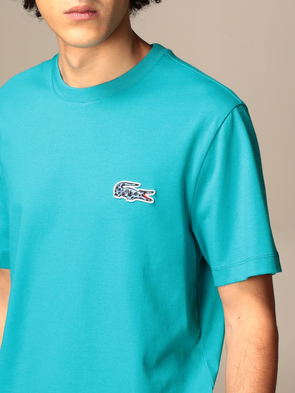 lacoste teal t shirt