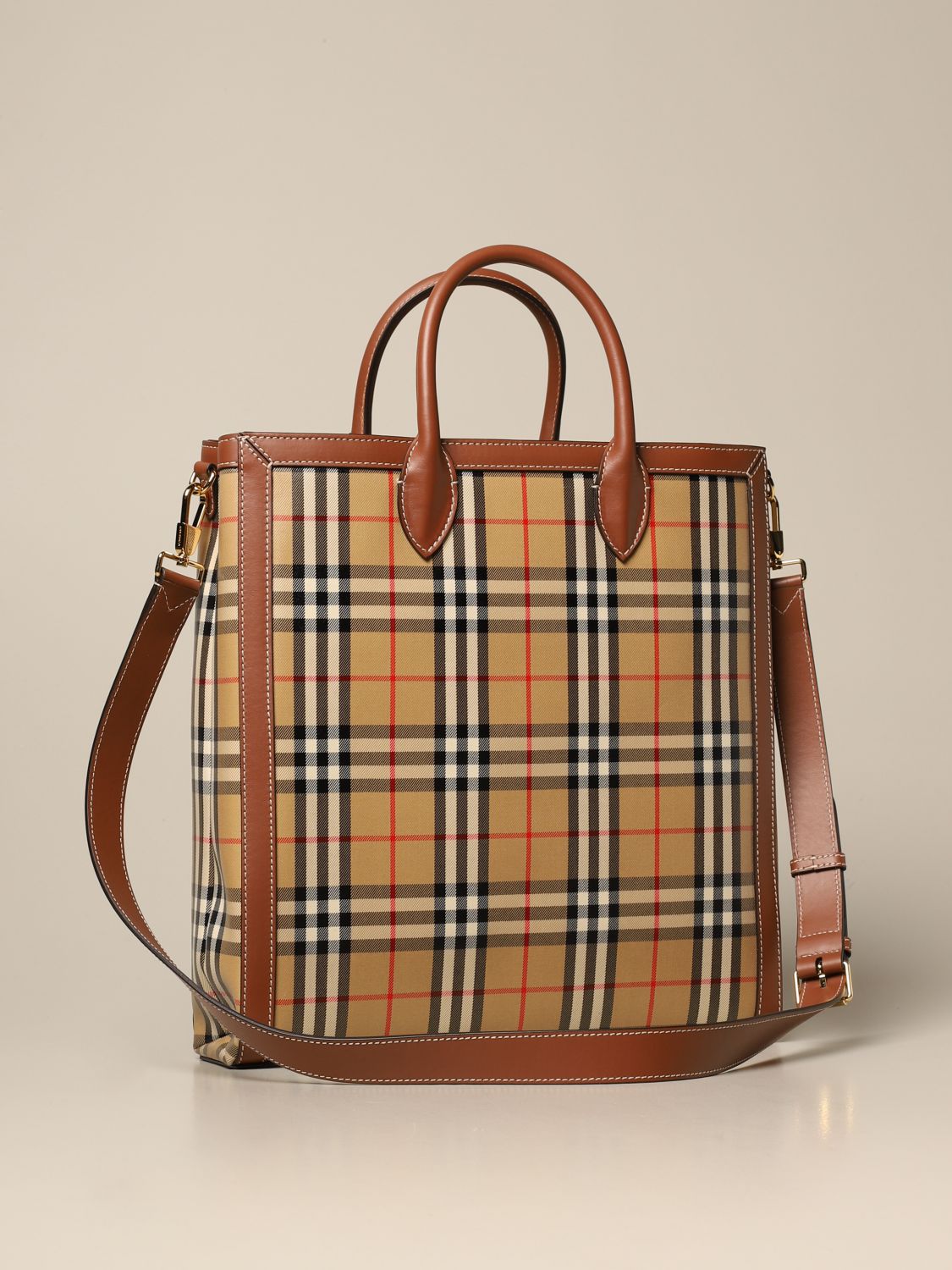 Burberry Kane bag in coated canvas with check pattern | Shoulder Bag