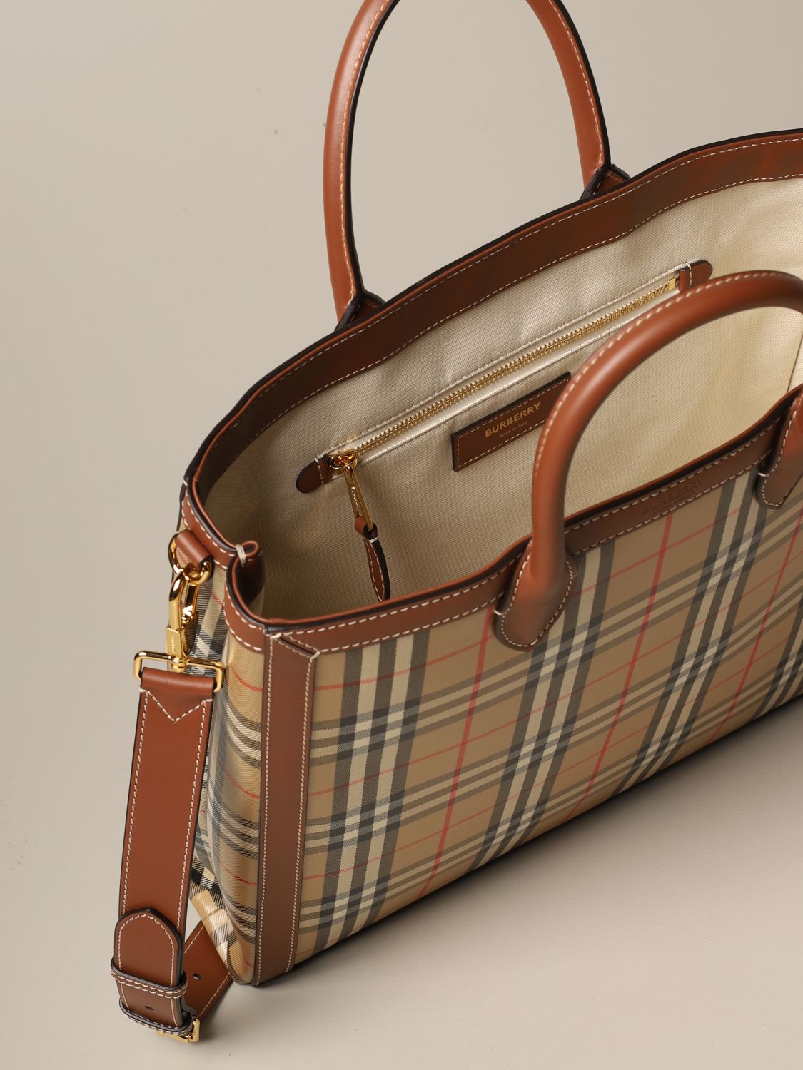 Burberry Kane bag in coated canvas with check pattern | Shoulder Bag ...