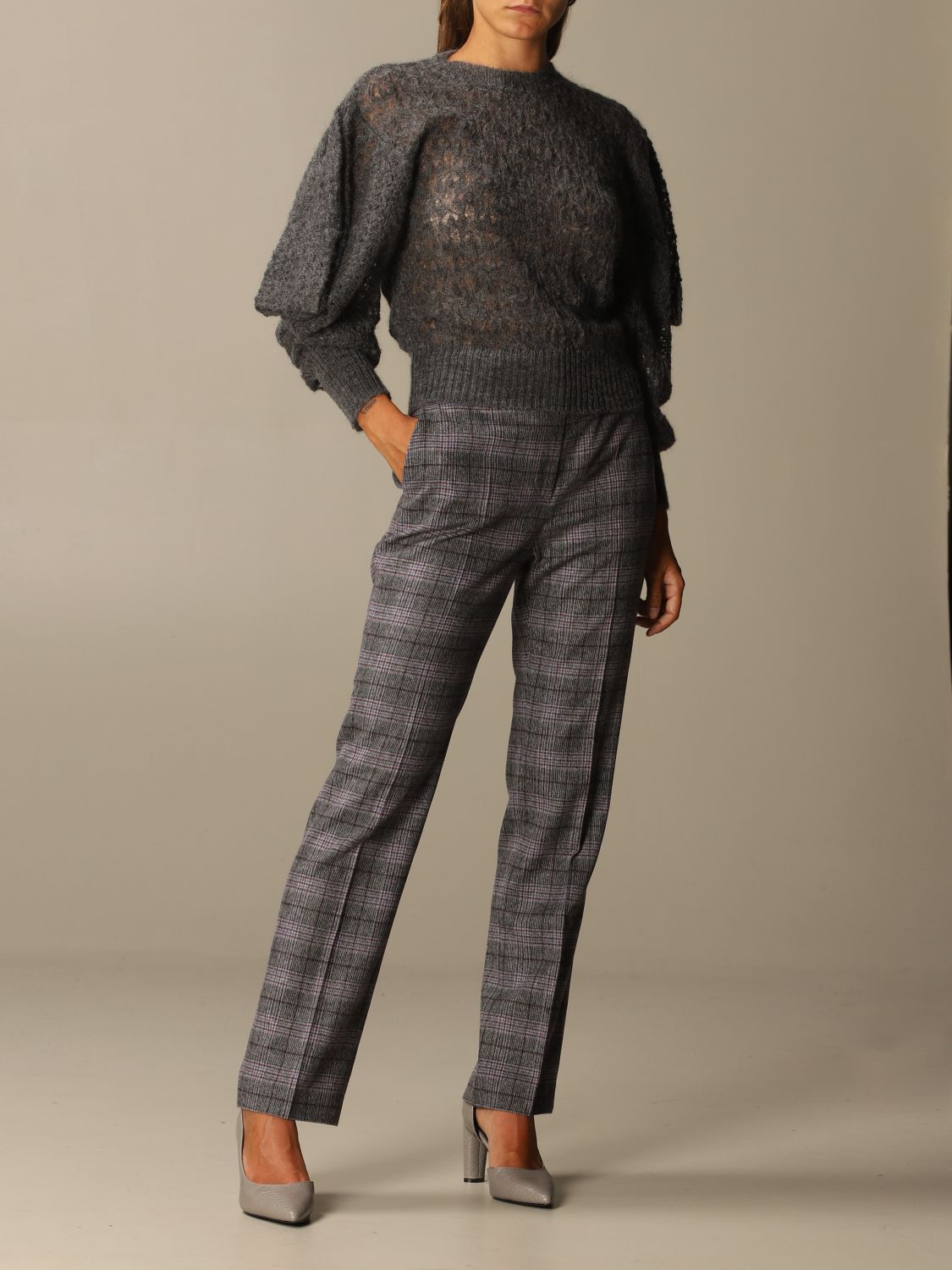 Alberta Ferretti Outlet: trousers in check wool | Pants Alberta ...