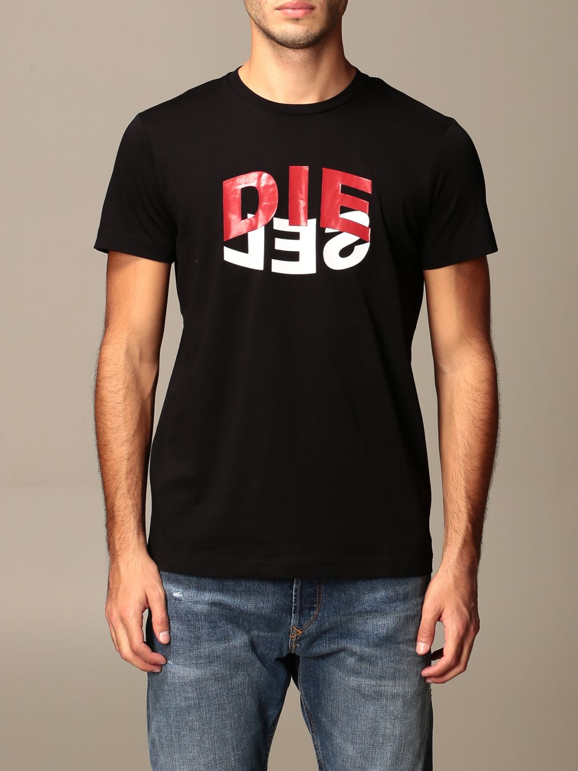 Diesel Outlet: cotton t-shirt with logo - Black | Diesel t-shirt A00828 ...