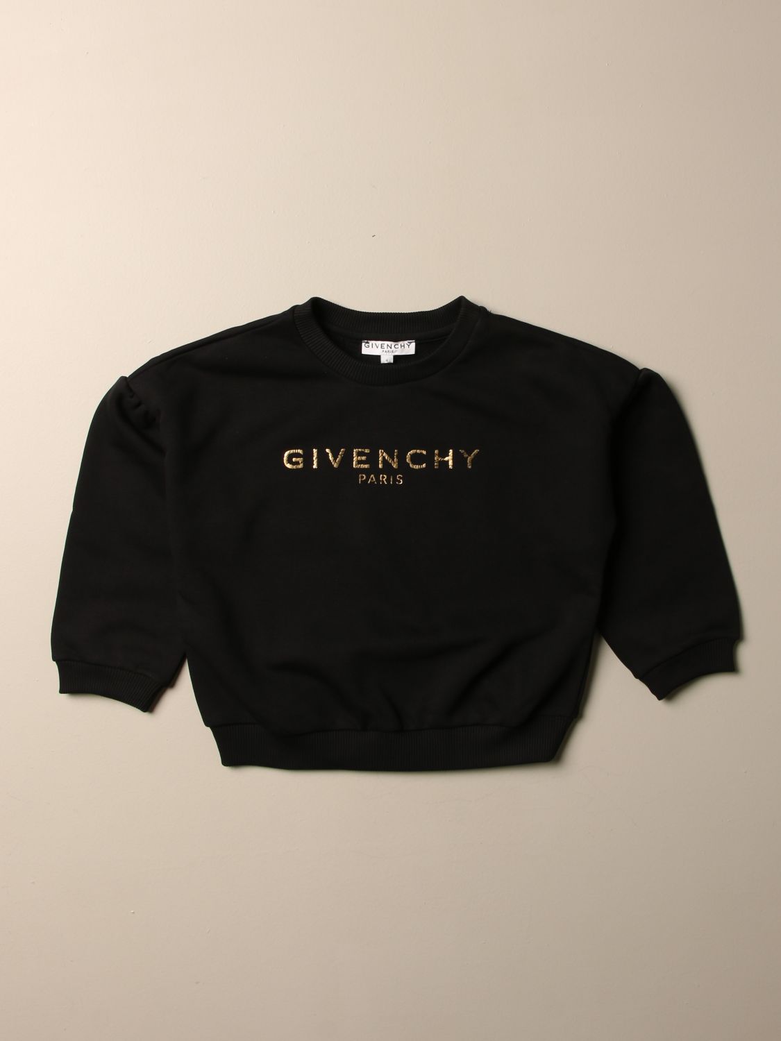 Felpa Givenchy in cotone con logo laminato | Maglia Givenchy Bambino Nero | Maglia  Givenchy H15175 Giglio IT