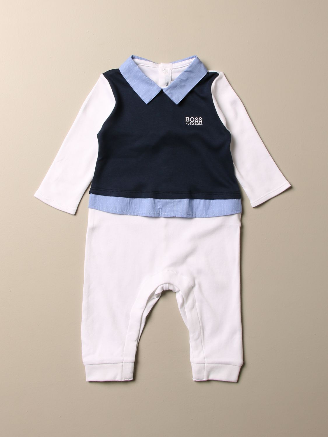 Hugo Boss Outlet: Long jumpsuit with shirt effect | Jumpsuit Hugo Boss Kids  Blue | Jumpsuit Hugo Boss J94262 Giglio EN