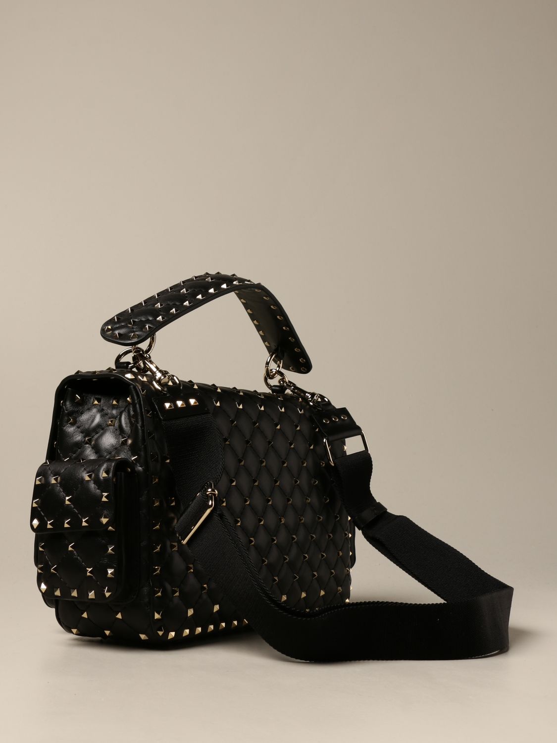VALENTINO GARAVANI: Rockstud Spike leather bag - Black | Valentino 