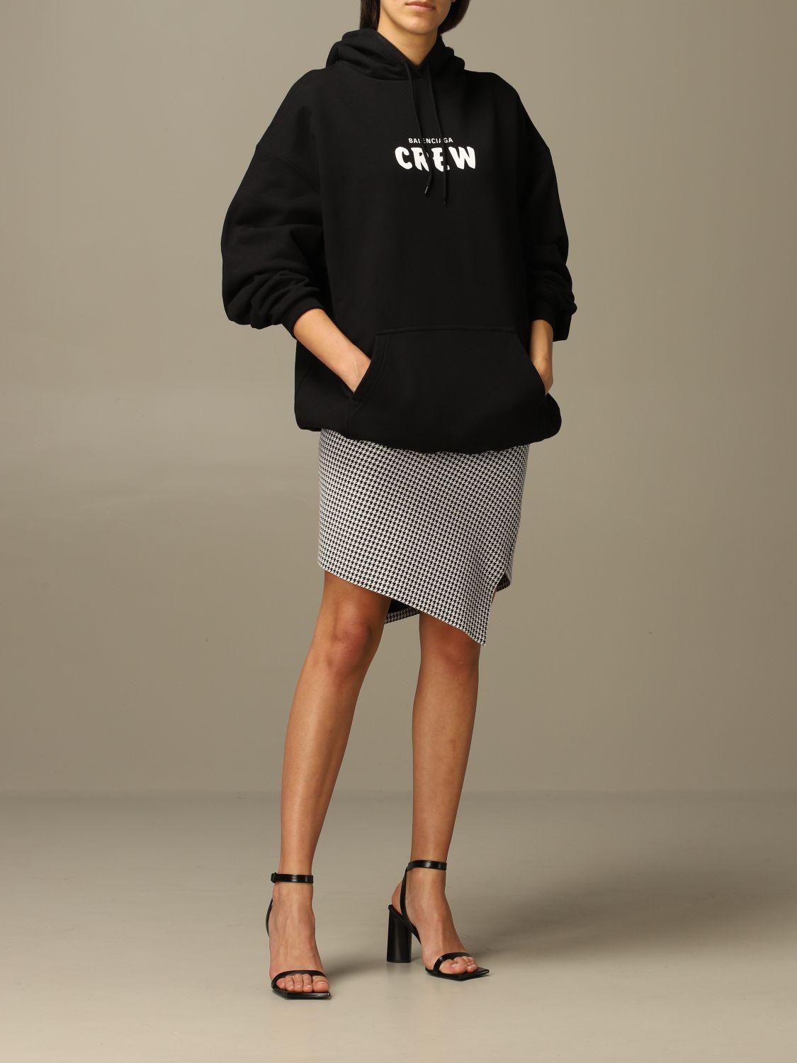 BALENCIAGA: Sweatshirt with hood in cotton - Black | Sweatshirt ...