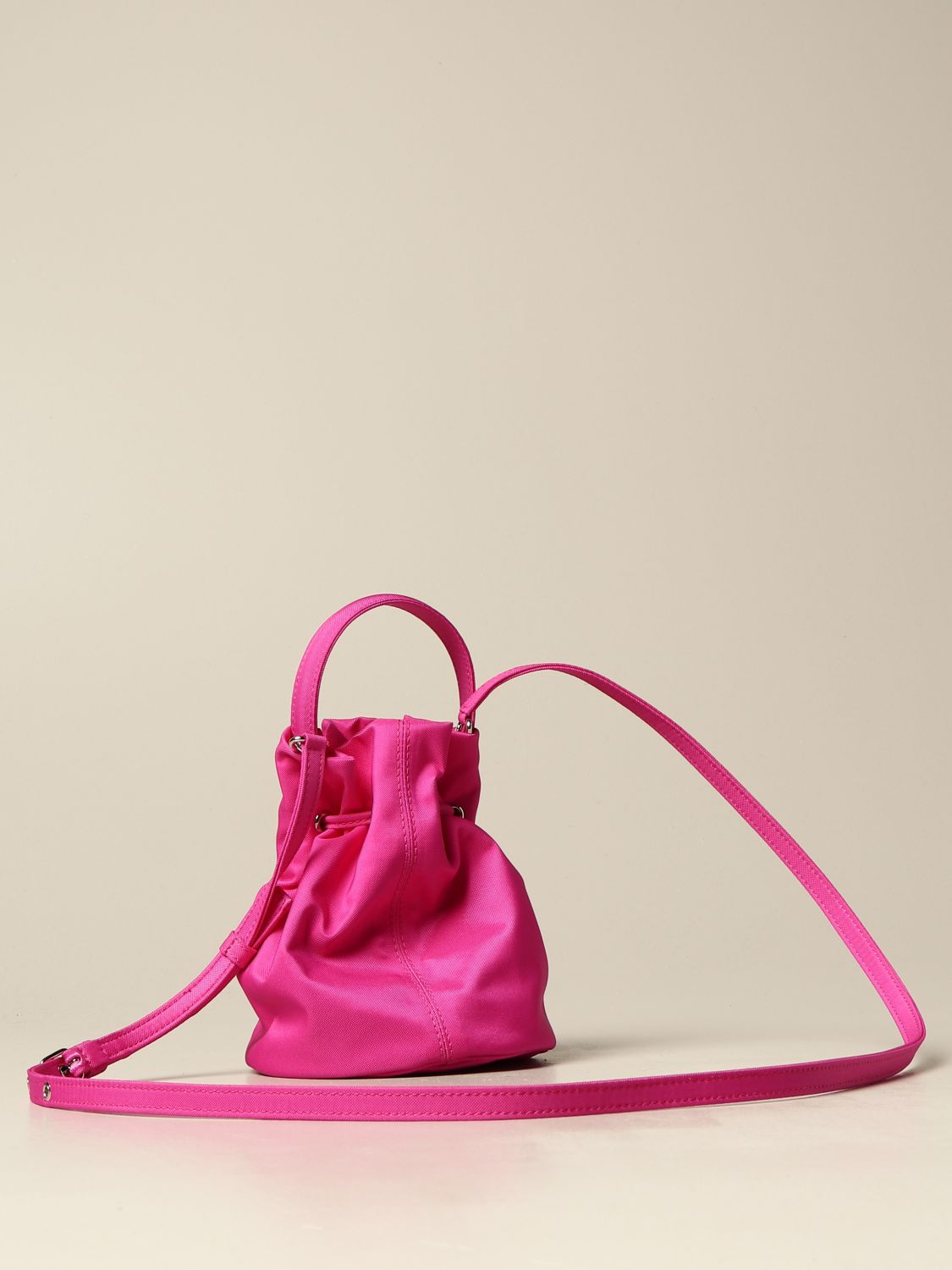 BALENCIAGA: Bucket Wheel bag in nylon - Fuchsia  Balenciaga mini bag  619458 H852N online at