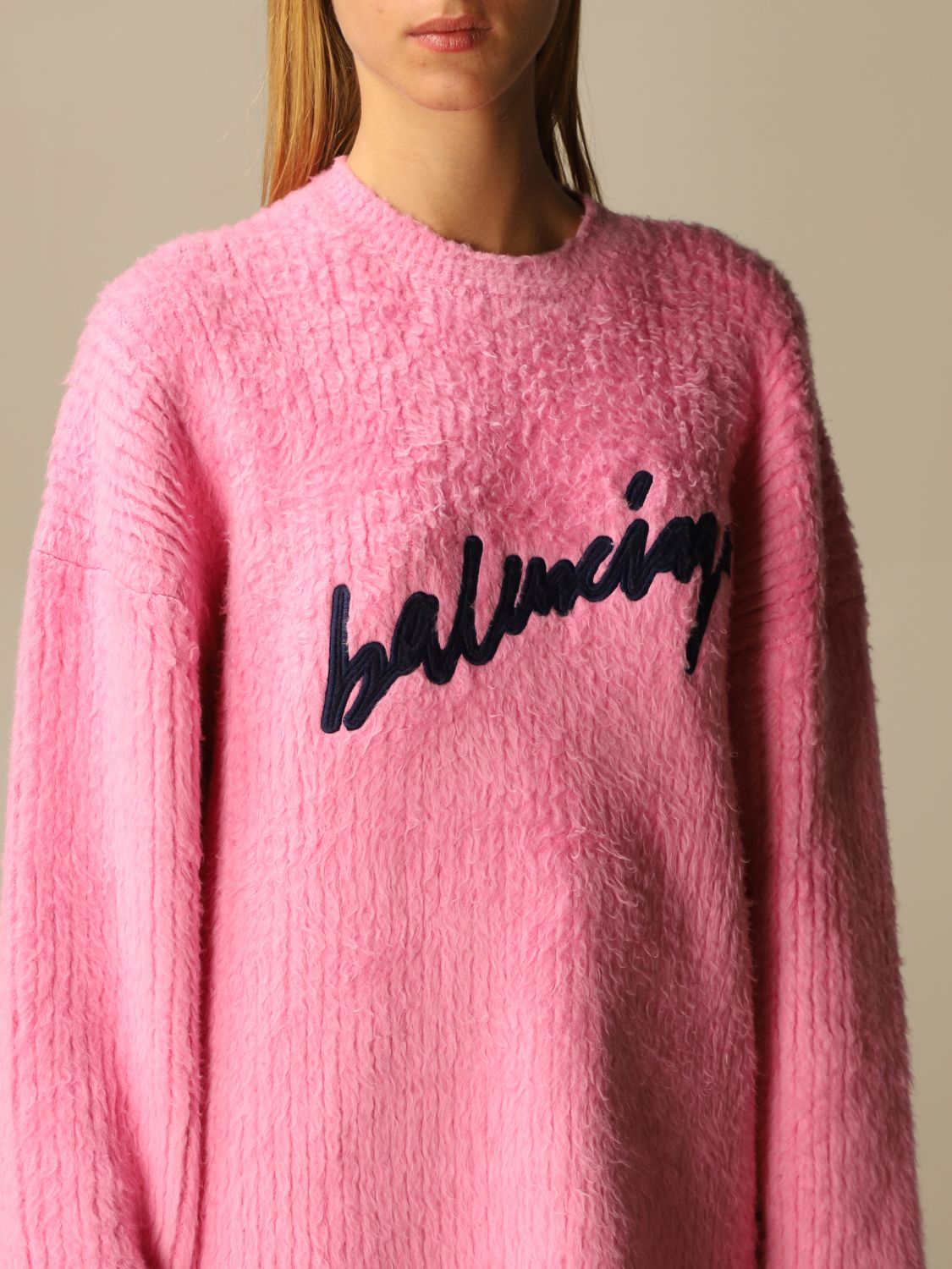 balenciaga pink logo sweater