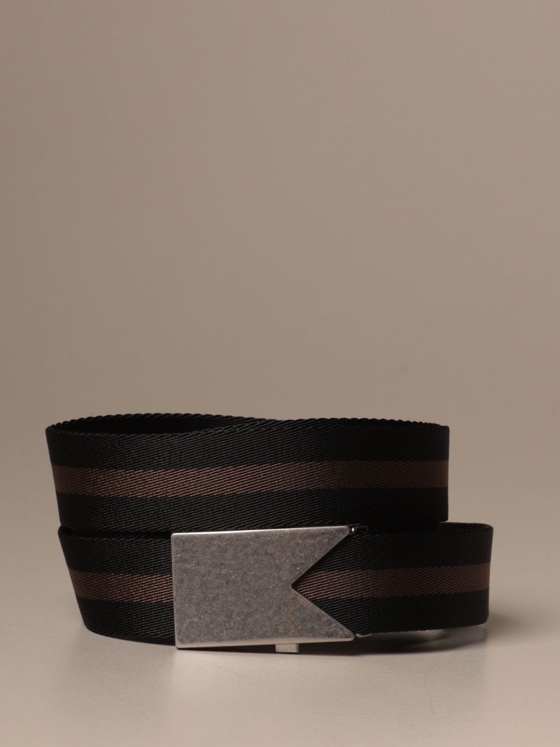 BOTTEGA VENETA: belt in two-tone striped fabric - Dark | Belt Bottega