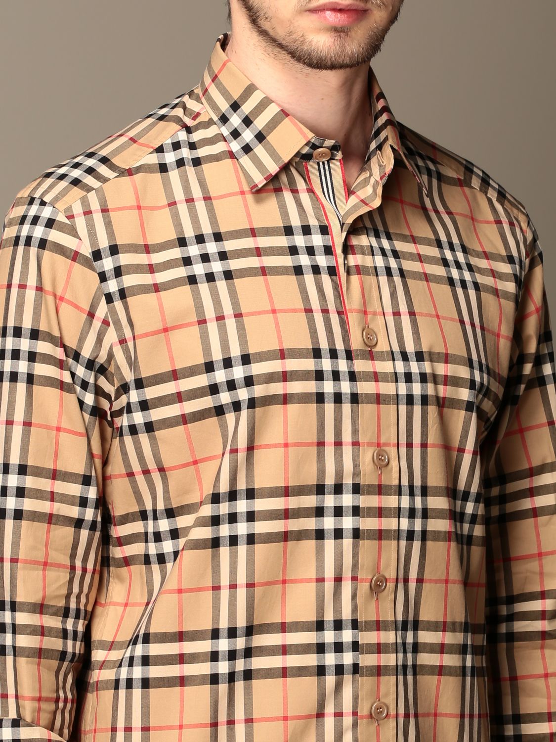 BURBERRY: Chartley shirt in cotton with vintage check pattern - Beige ...