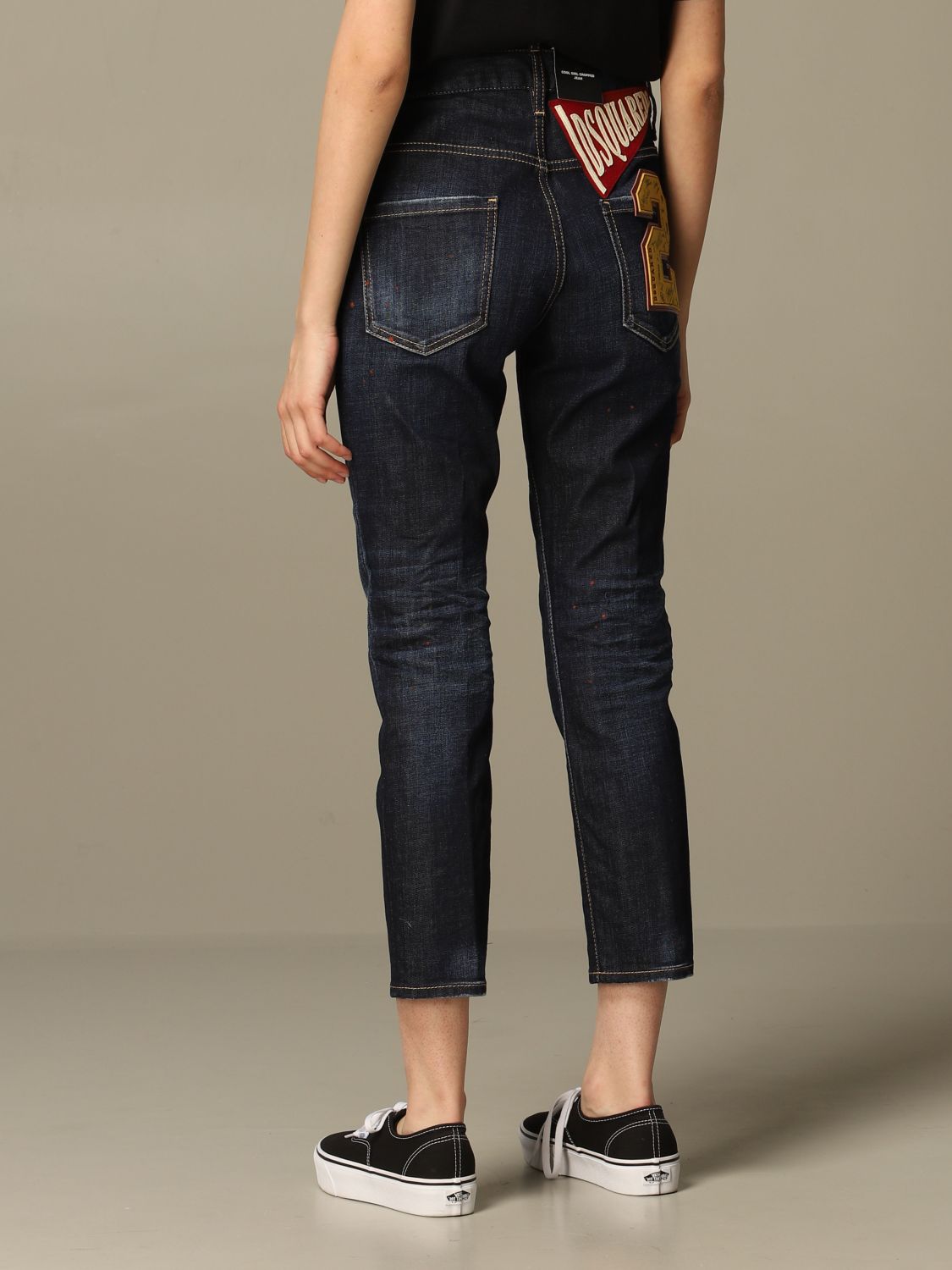 Dsquared2 Outlet: Cool girl jeans cropped with patches - Denim