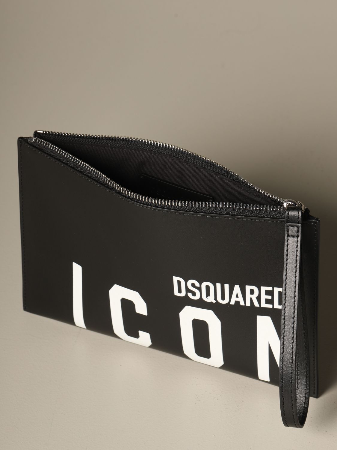 Dsquared2 leather clutch bag with Icon 