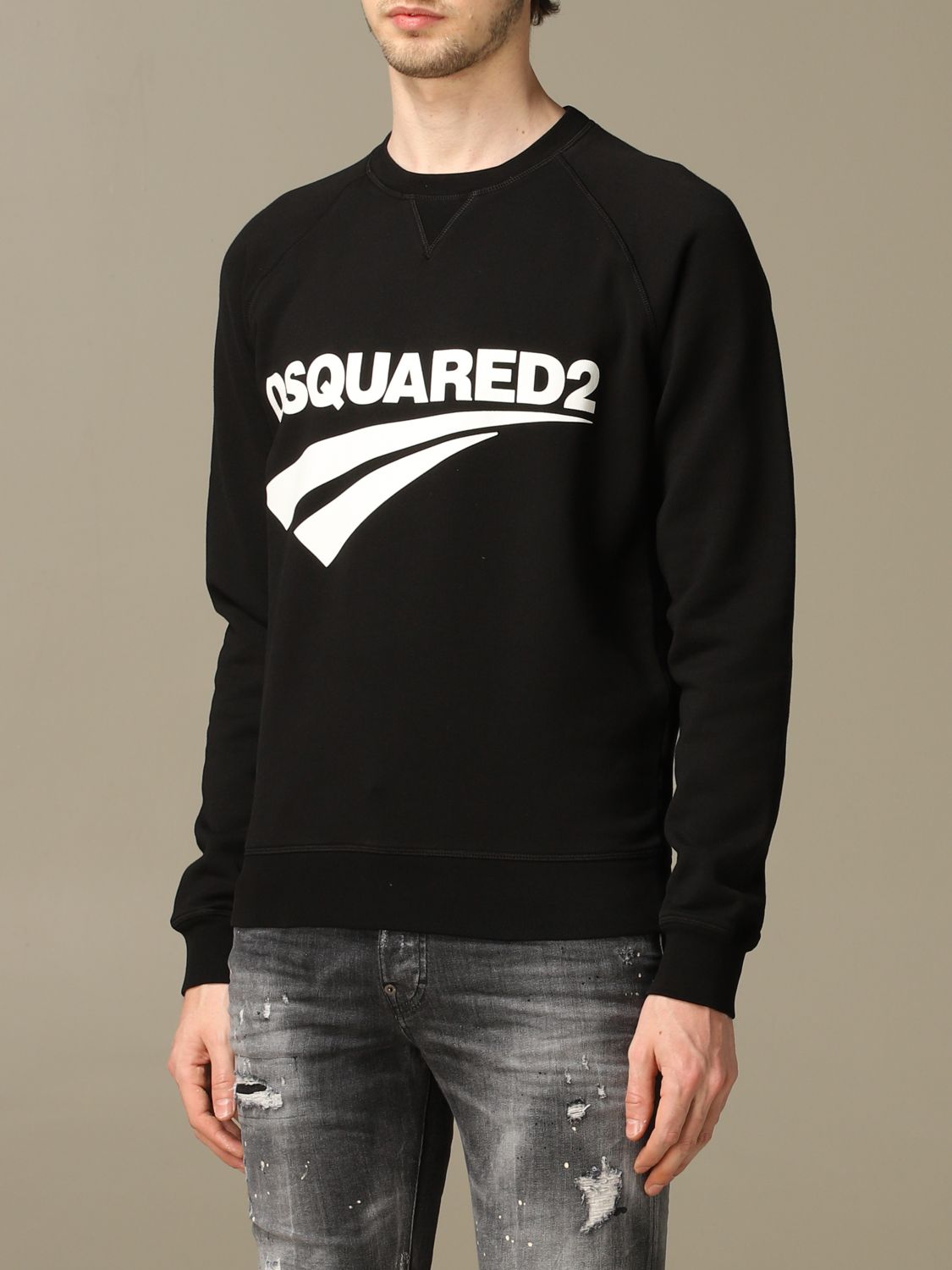 Dsquared2 Outlet: cotton sweatshirt with logo - Black | Dsquared2 ...