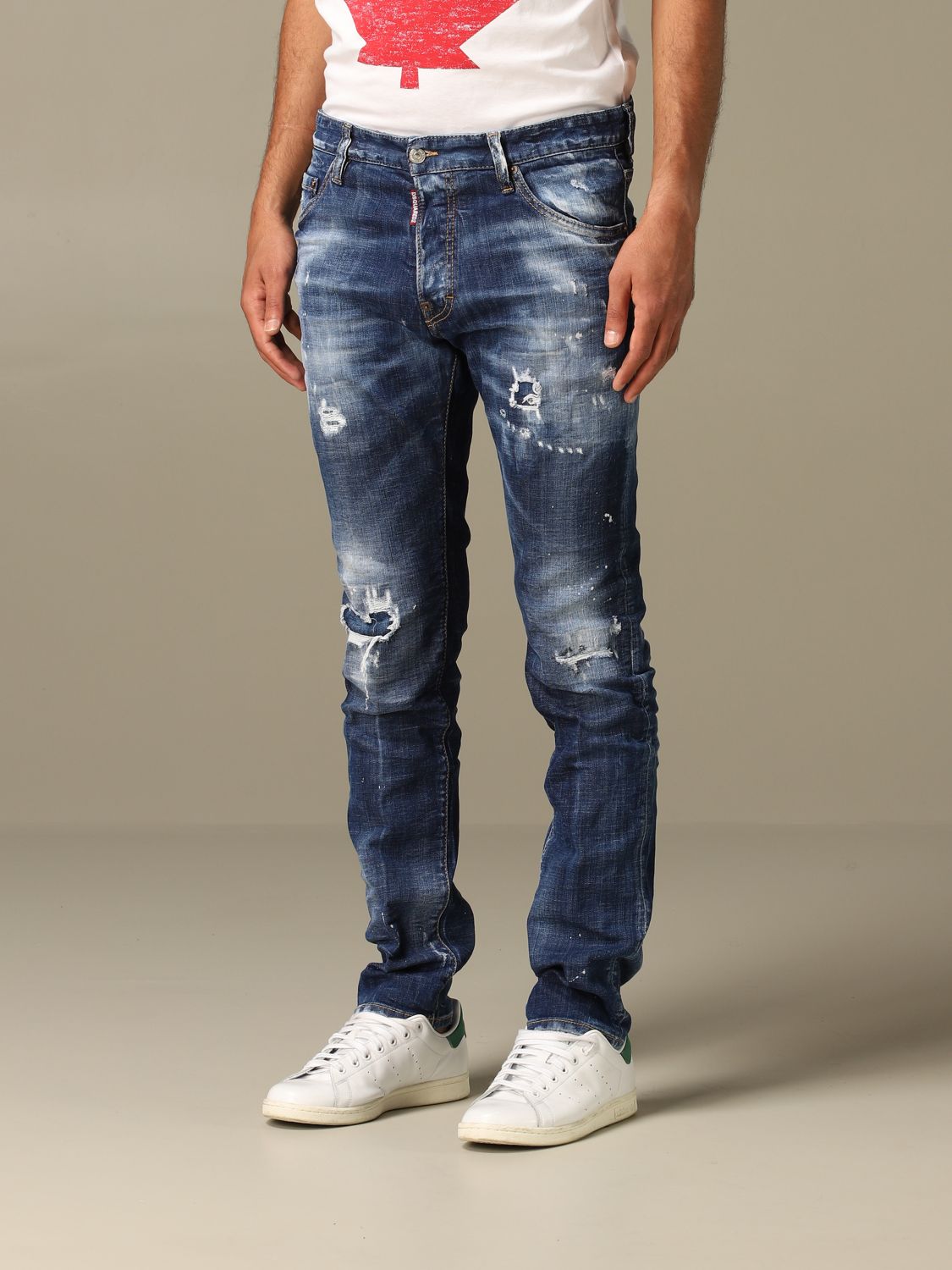 DSQUARED2: Cool guy regular fit jeans with breaks - Blue | Jeans ...