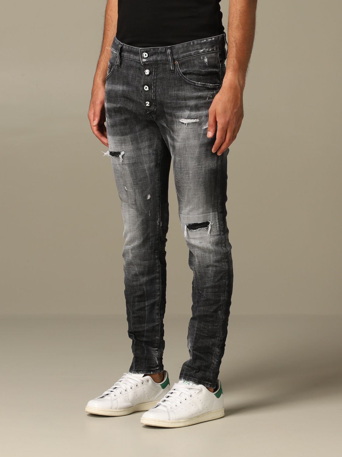 Dsquared2 Outlet: slim fit Skater jeans with breaks - Black | Jeans ...