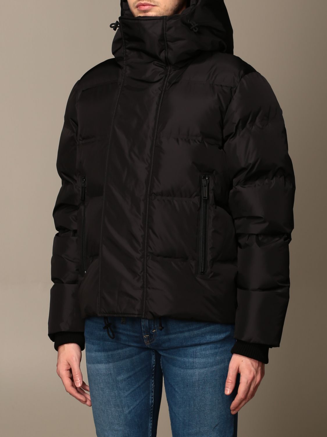DSQUARED2: padded down jacket with hood and logo - Black | Dsquared2 ...