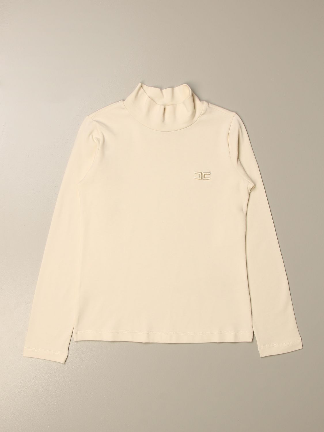 ELISABETTA FRANCHI: Lupetto con logo - Panna | T-Shirt Elisabetta Franchi  EFTS122 JE95 GIGLIO.COM