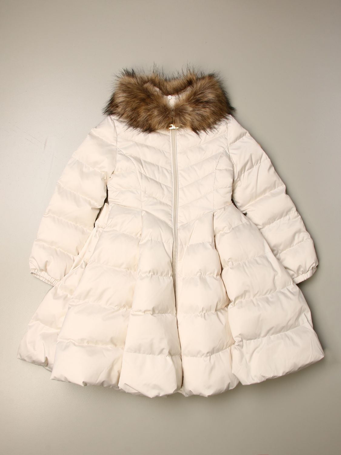 Elisabetta Franchi Outlet: wide down jacket with fur | Jacket ...