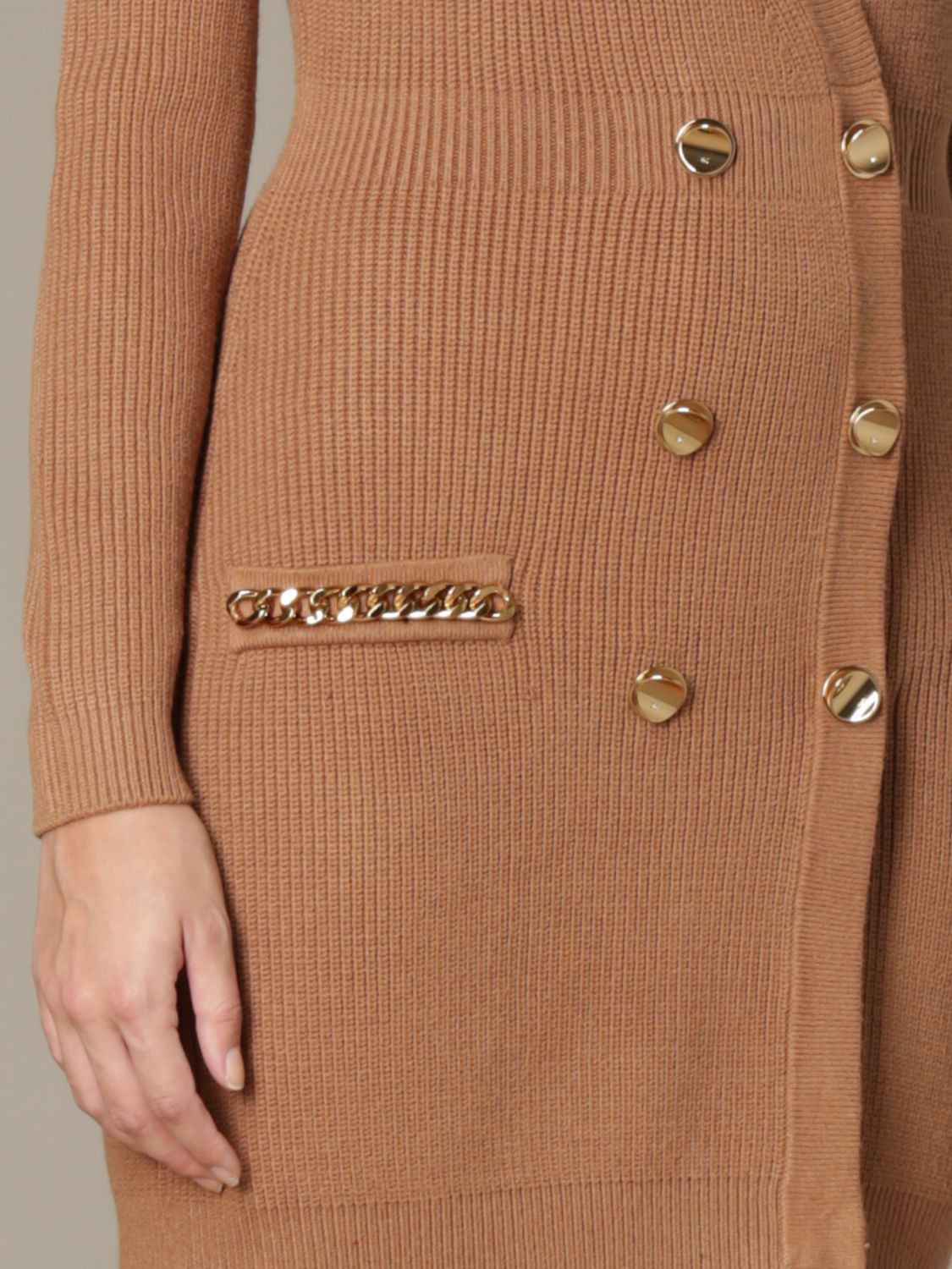 ELISABETTA FRANCHI: knit dress with metal chains | Dress Elisabetta
