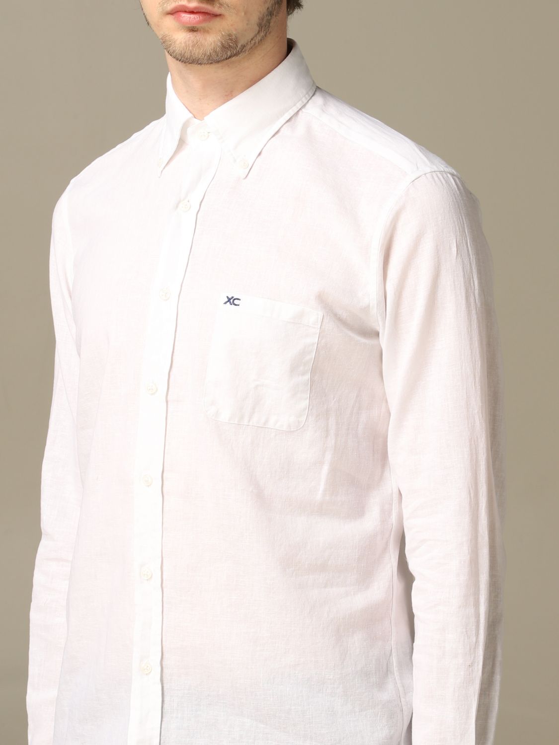 Xc Outlet: linen shirt with button down collar | Shirt Xc Men White