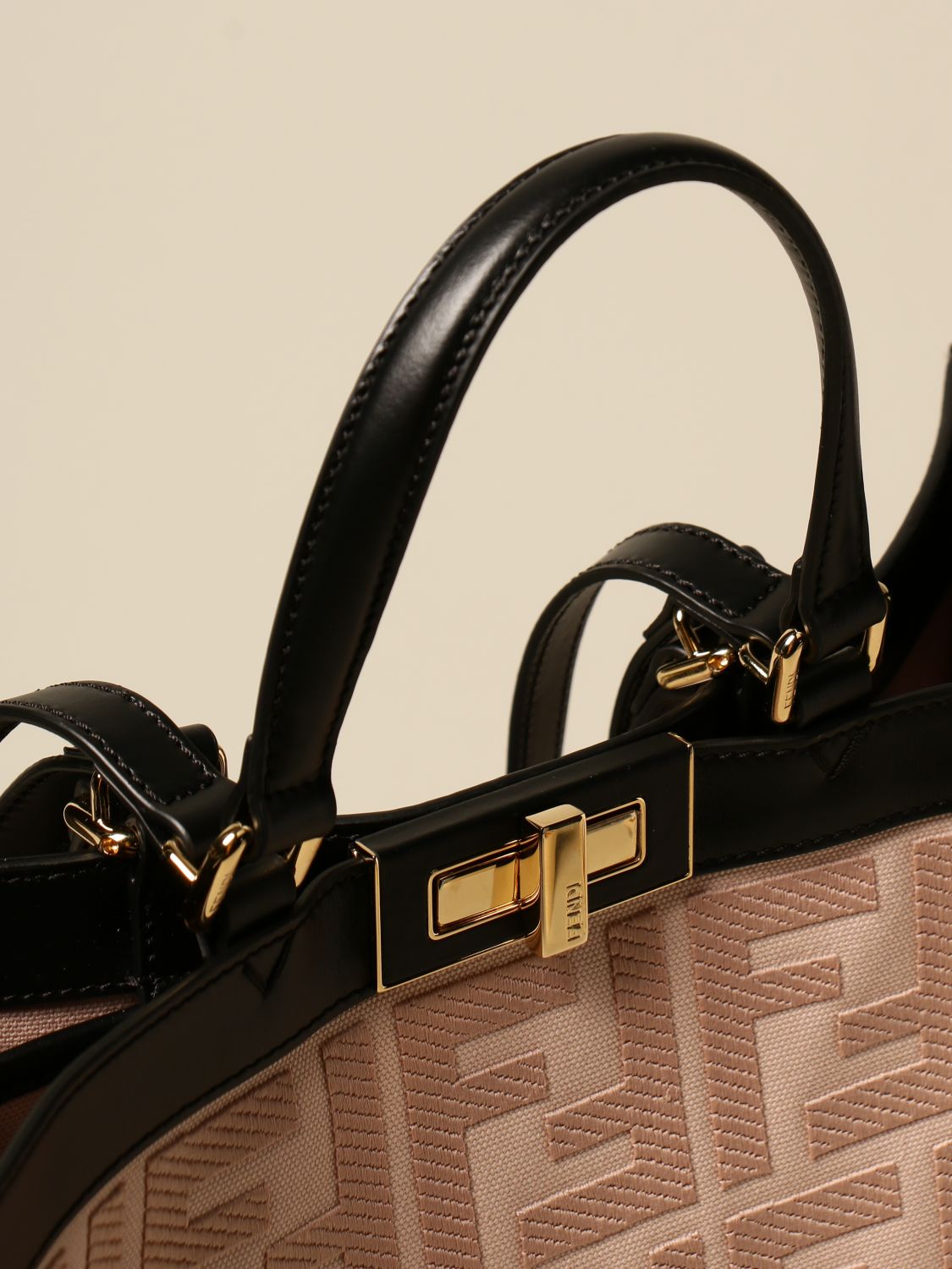 FENDI Peekaboo FF Xtote bag in canvas with embroidered logo