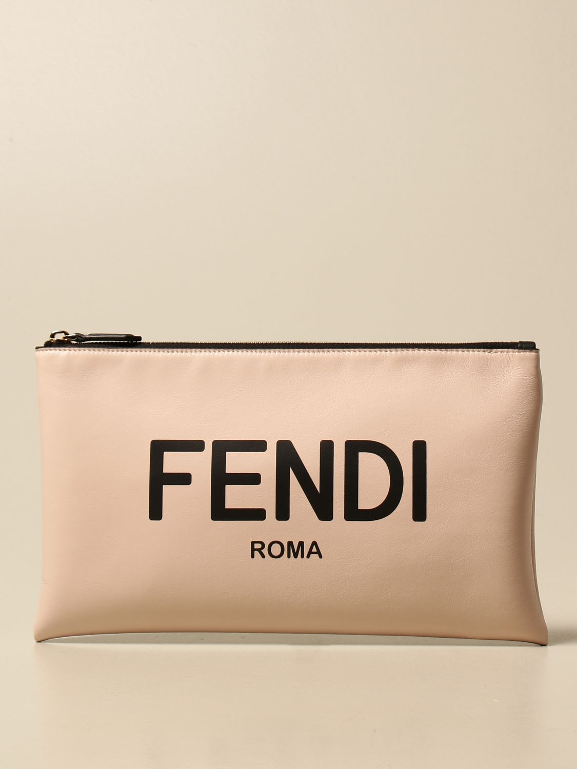 Fendi Roma Flat Pouch Large - Pink leather pouch