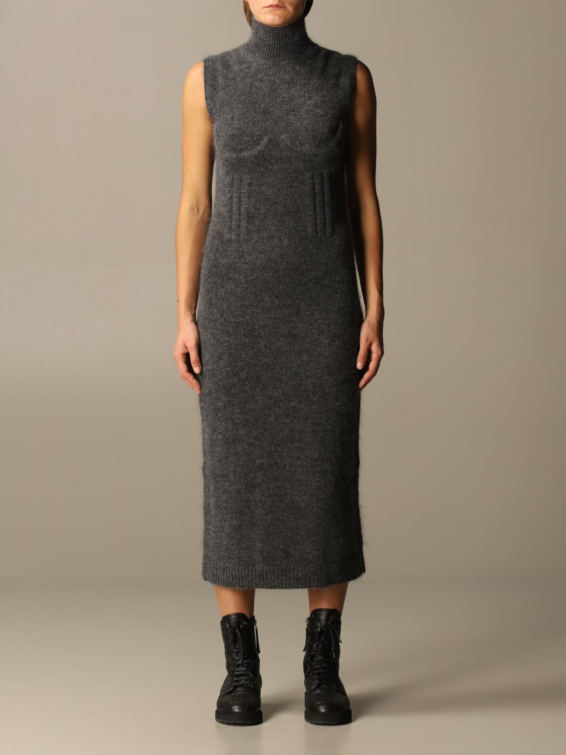 Dress Fendi: Fendi midi dress in wool and cashmere grey 1