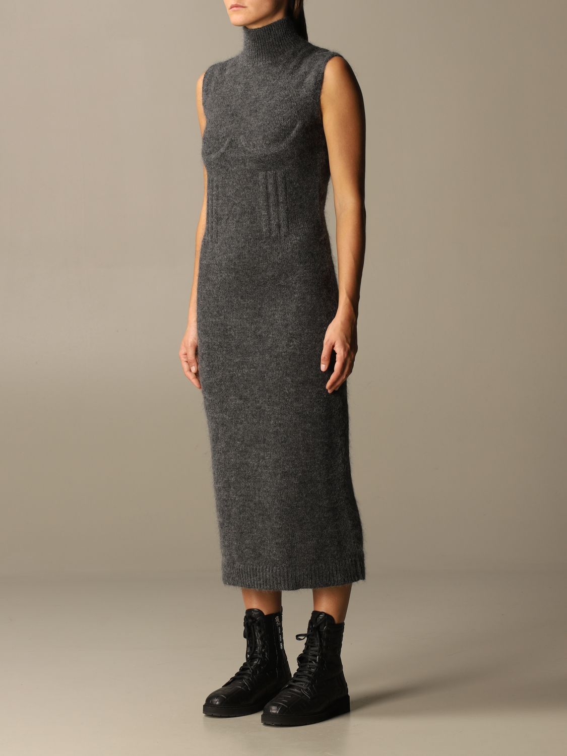 Dress Fendi: Fendi midi dress in wool and cashmere grey 4