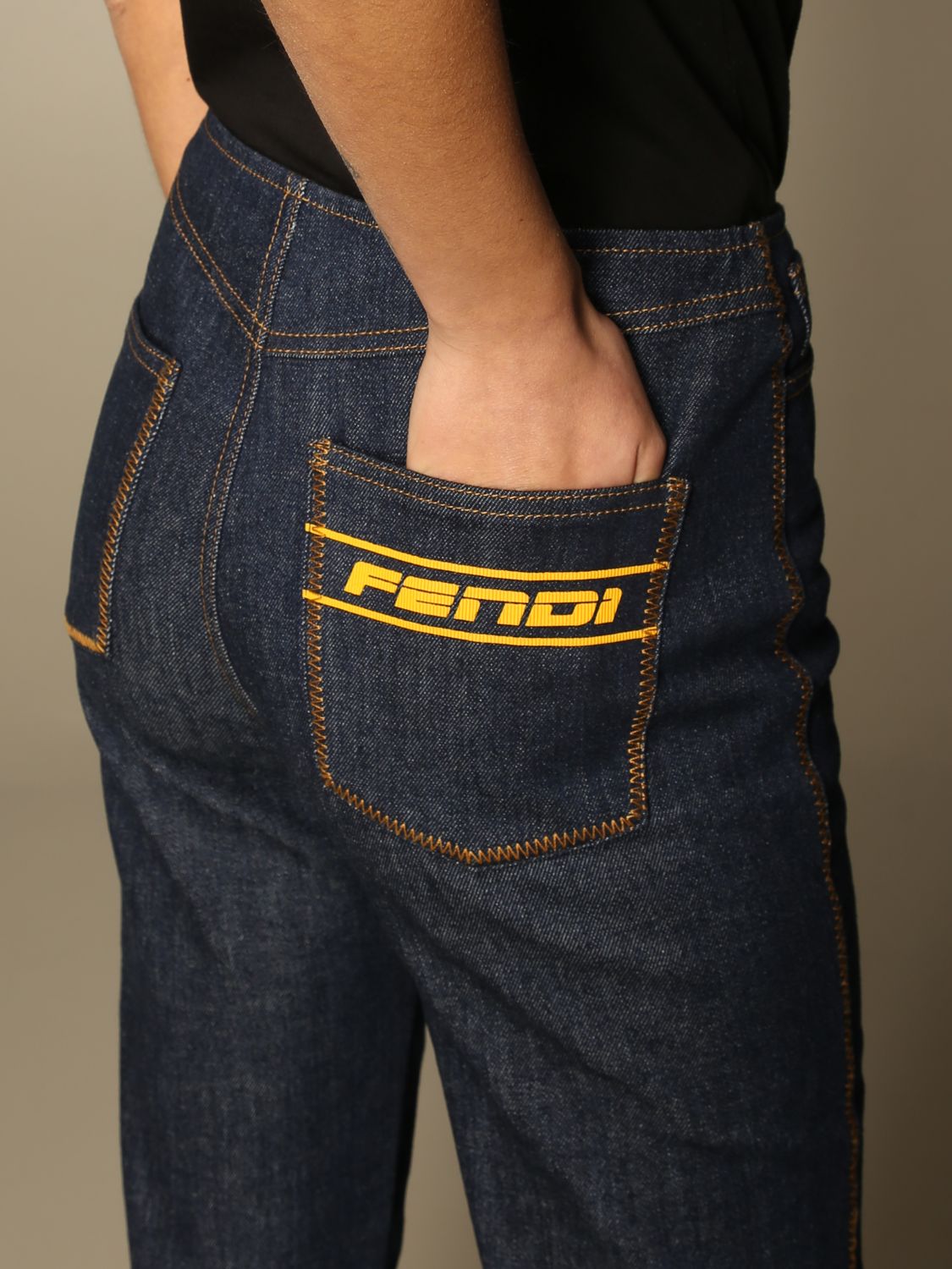 fendi logo jeans womens