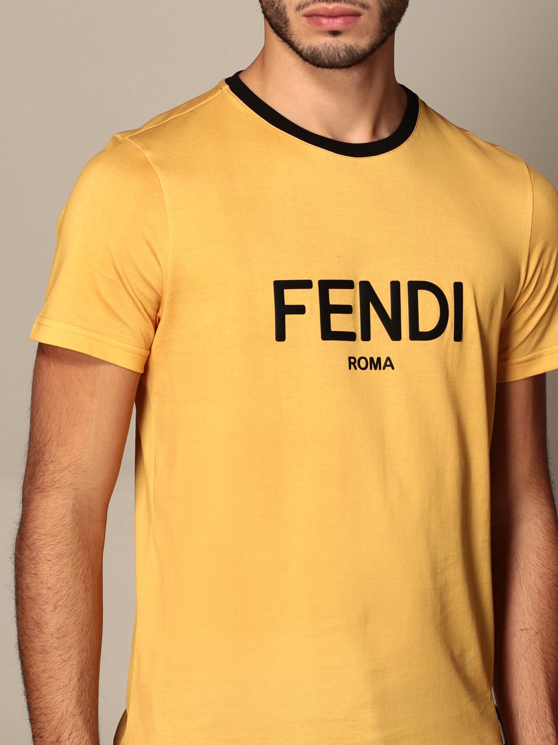 Fendi cotton T-shirt with logo | T-Shirt Fendi Men Yellow | T-Shirt ...