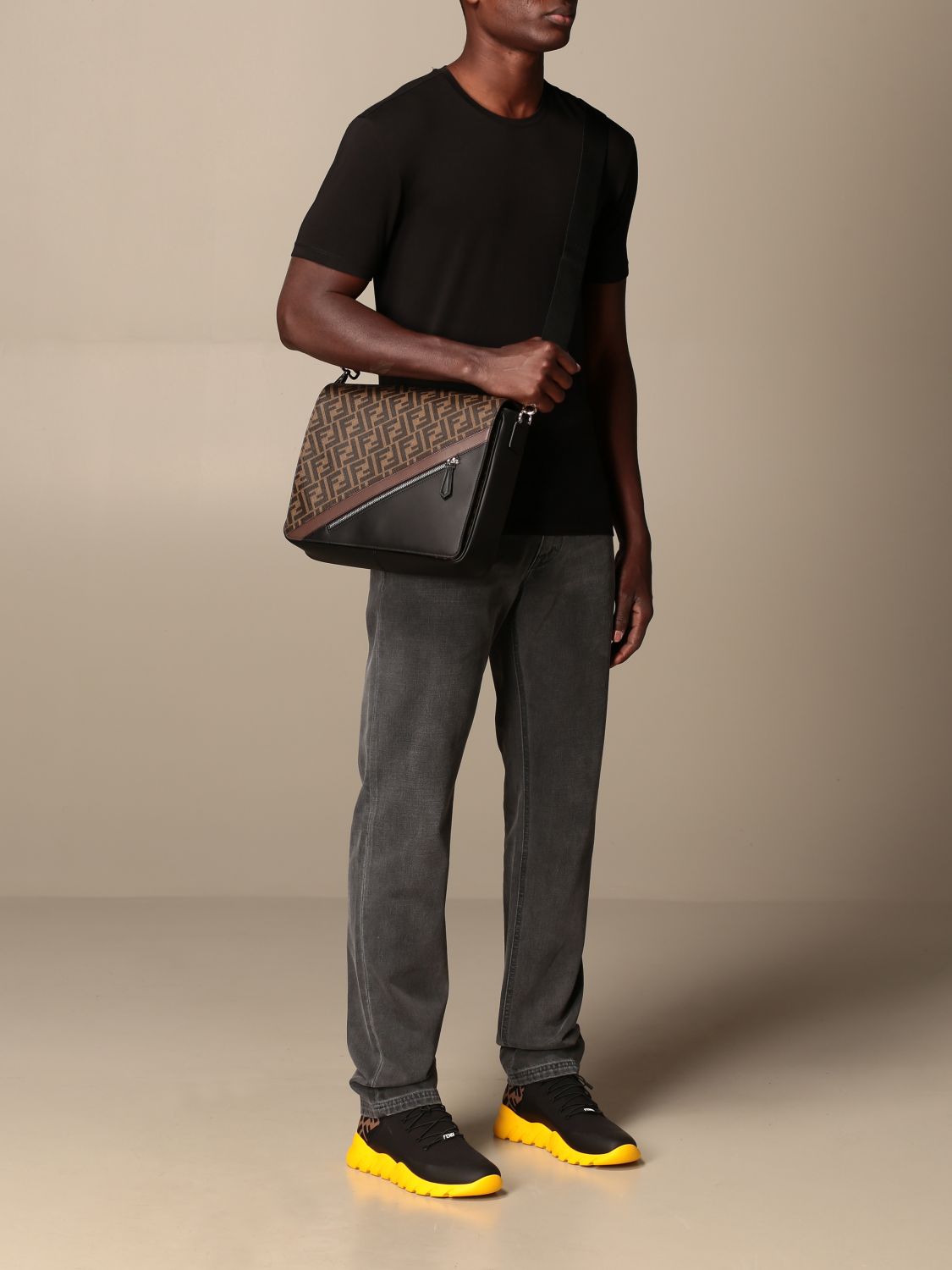 FENDI: jeans in denim with logo - Grey | Fendi jeans FLP244 AE20 online ...