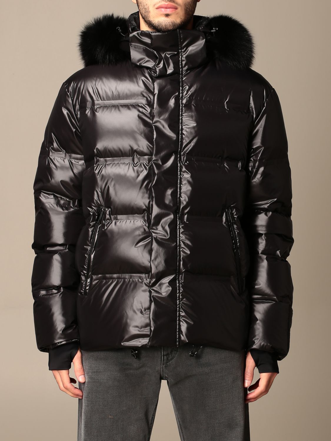 FENDI: down jacket in padded nylon with hood - Black | Fendi jacket ...