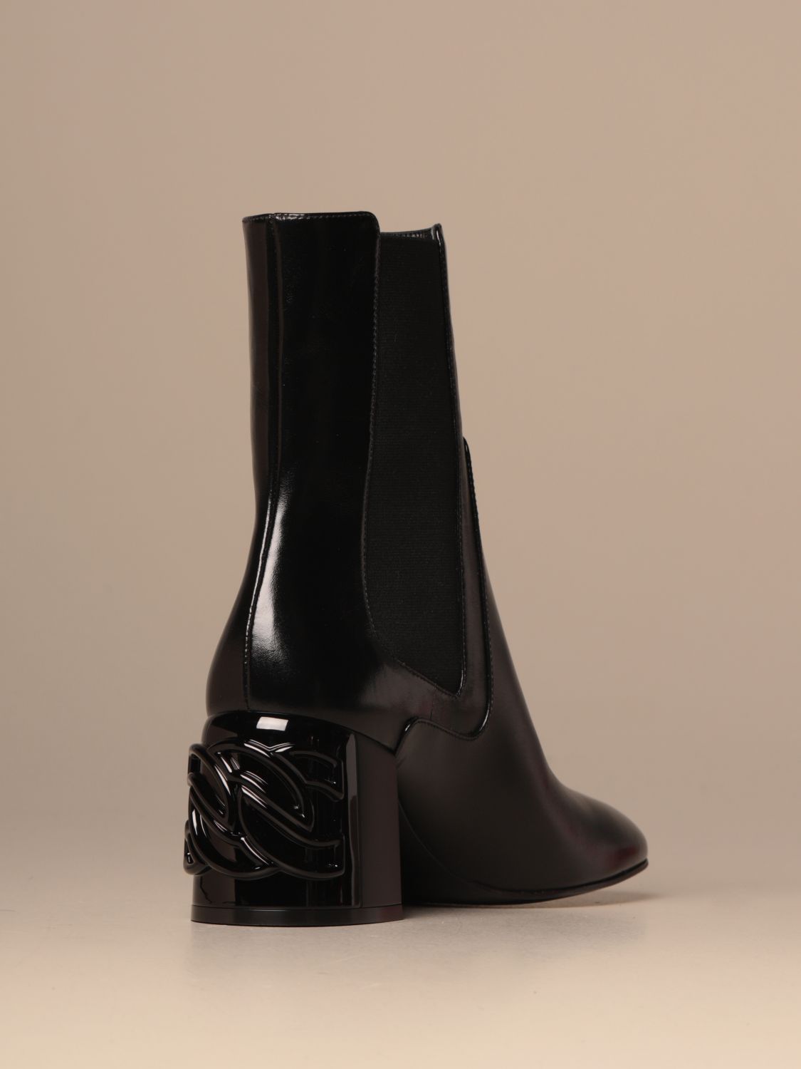 black leather ankle booties with heel
