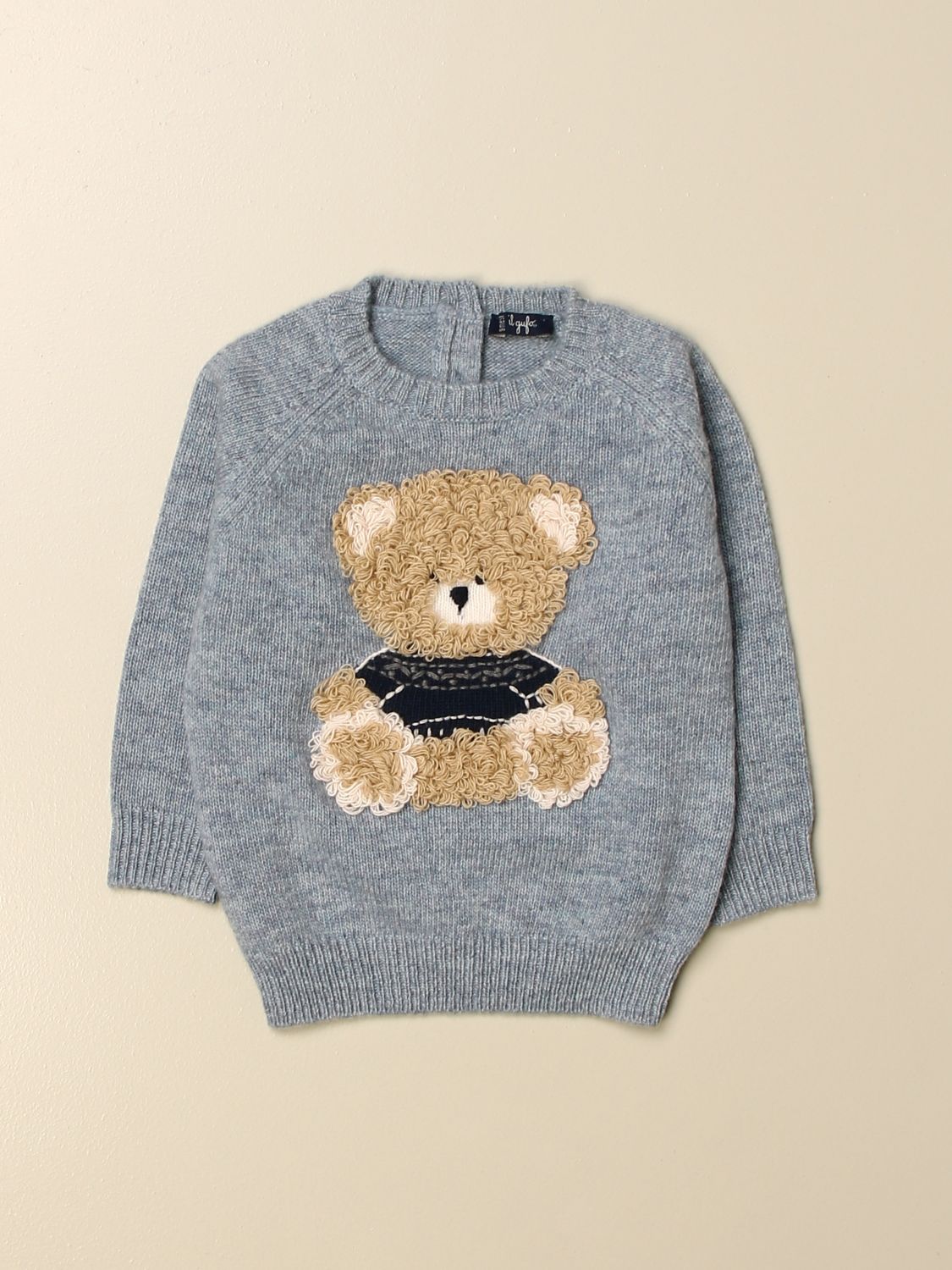 Il Gufo Outlet: pullover with big teddy - Gnawed Blue | Il Gufo sweater ...