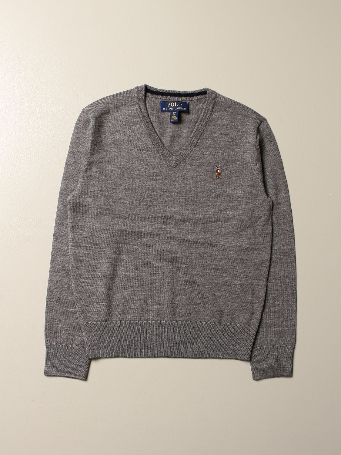 Polo Ralph Lauren Boy Outlet: v-neck sweater with logo - Grey | Polo Ralph  Lauren Boy sweater 323749882 online on 