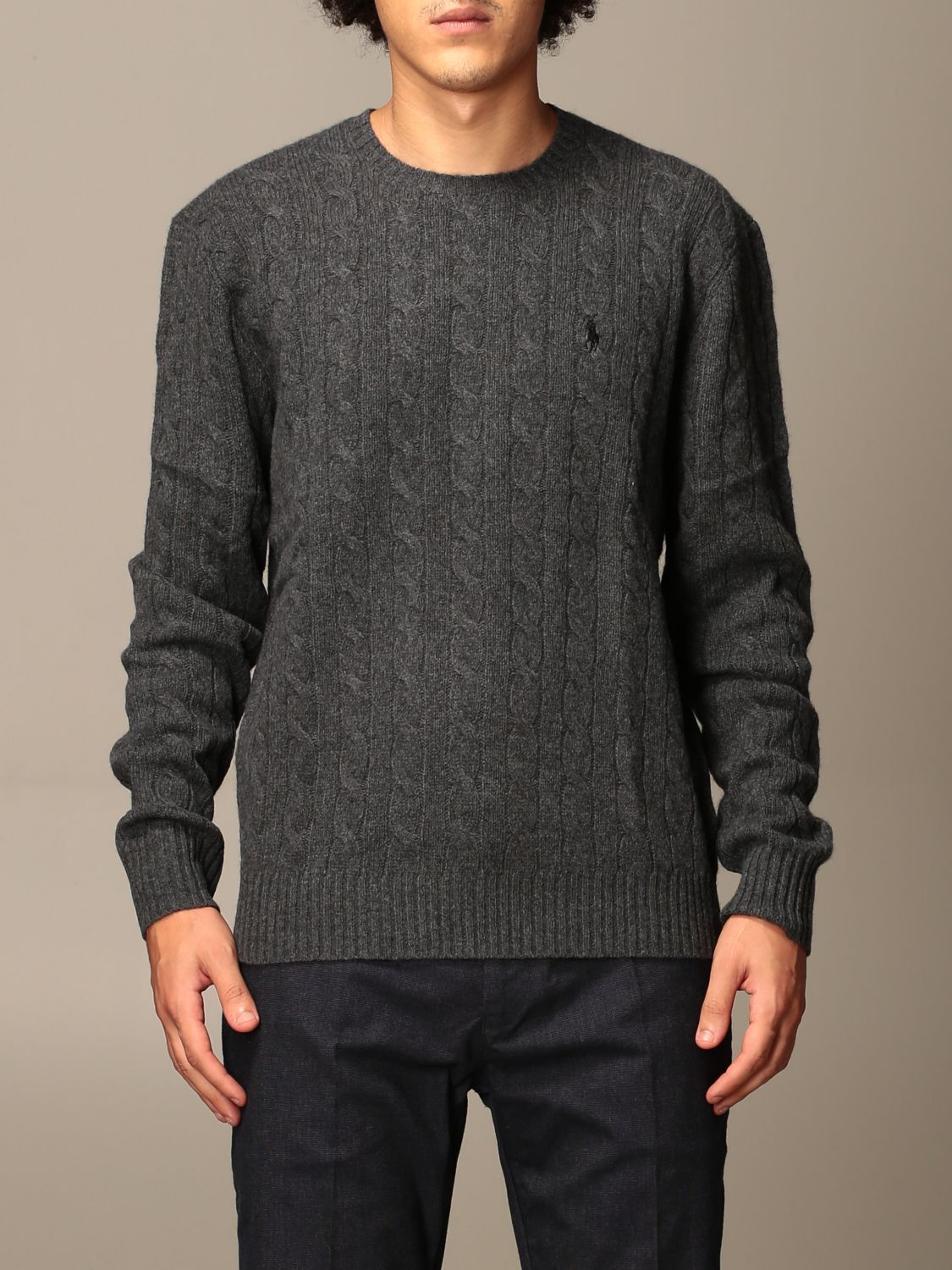 POLO RALPH LAUREN: pullover in cable-knit wool and cashmere - Grey | Polo  Ralph Lauren sweater 710719546 online on 