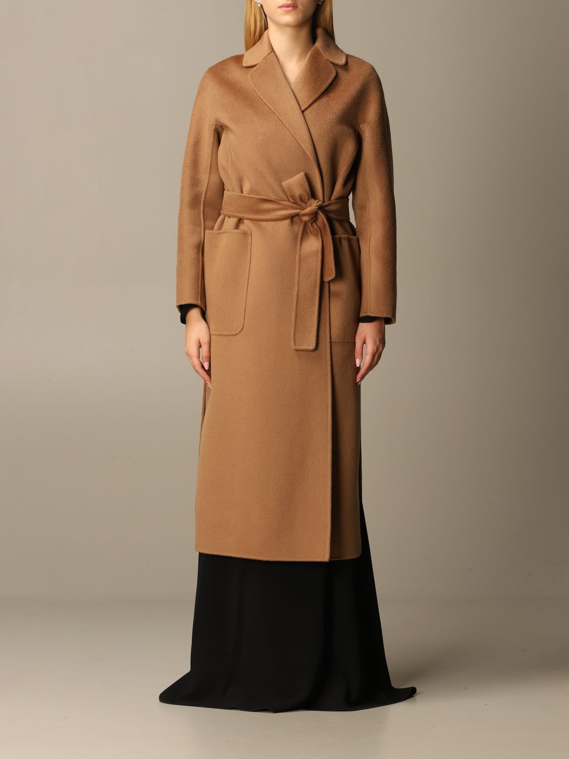 S MAX MARA: Amore coat in virgin wool and cashmere - Camel | Coat S Max