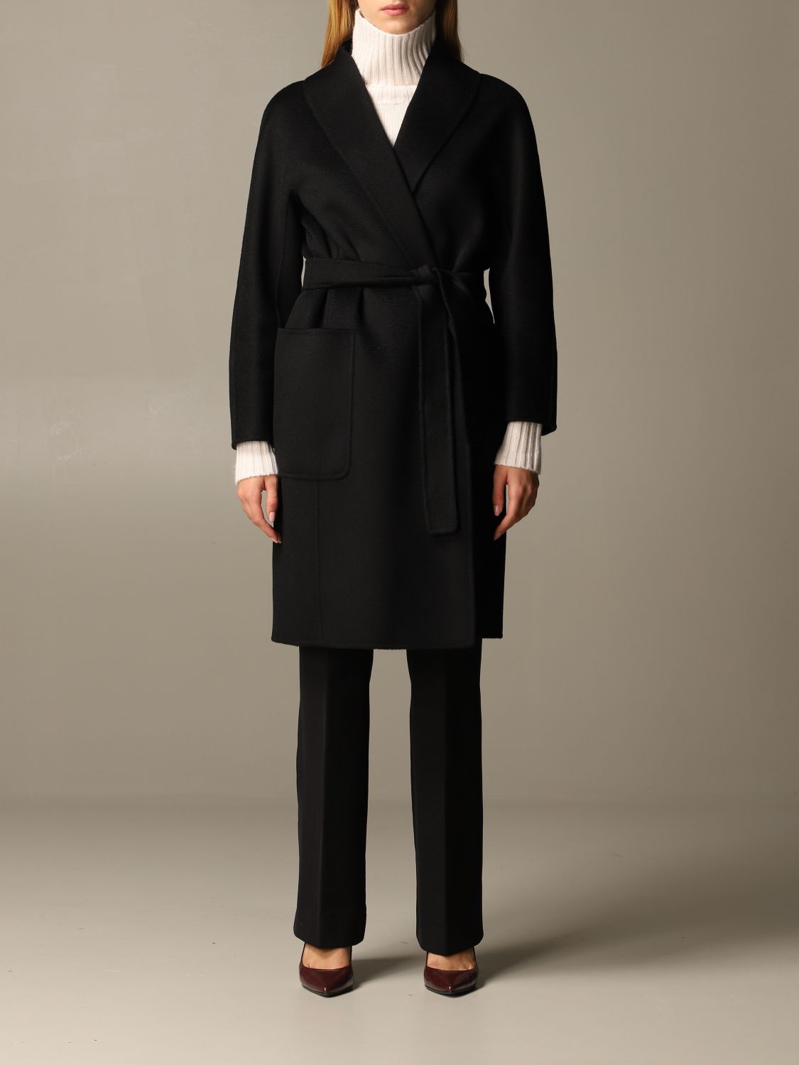 S MAX MARA: coat for women - Black | S Max Mara coat 90160703670 online ...