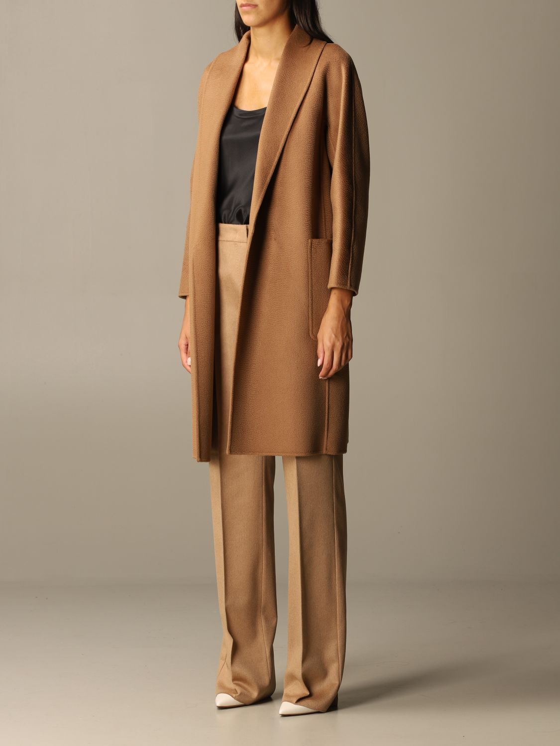 S MAX MARA: Alicia coat in virgin wool and cashmere | Coat S Max Mara Women Camel | Coat S Max