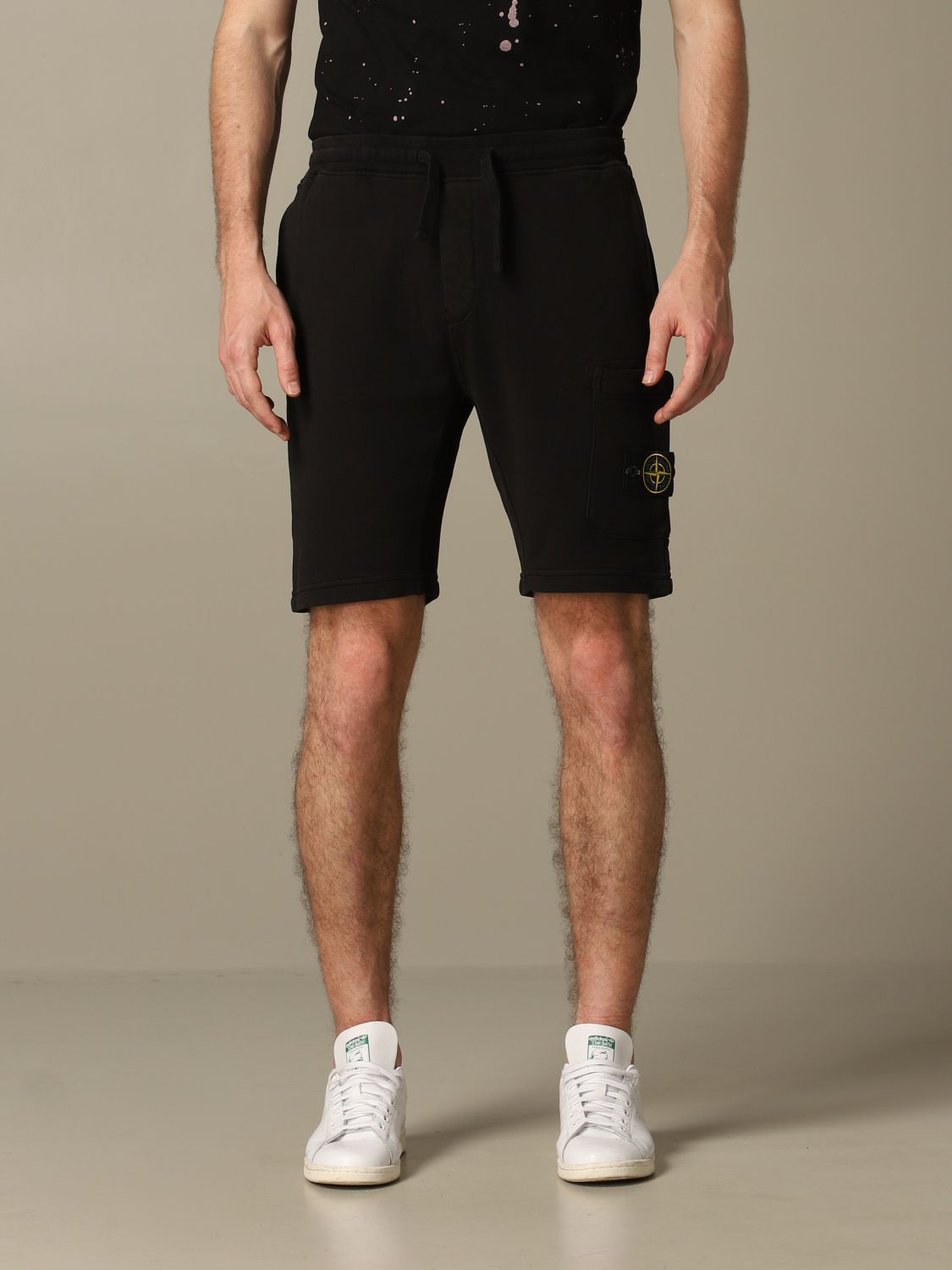 stone island black shorts mens